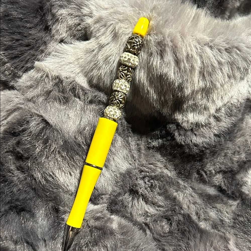 Yellow and Silver Beaded Pen